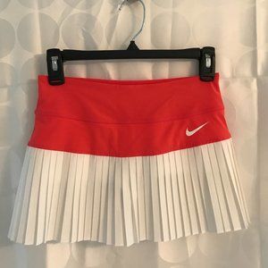 Nike Red and White Pleated Skirt